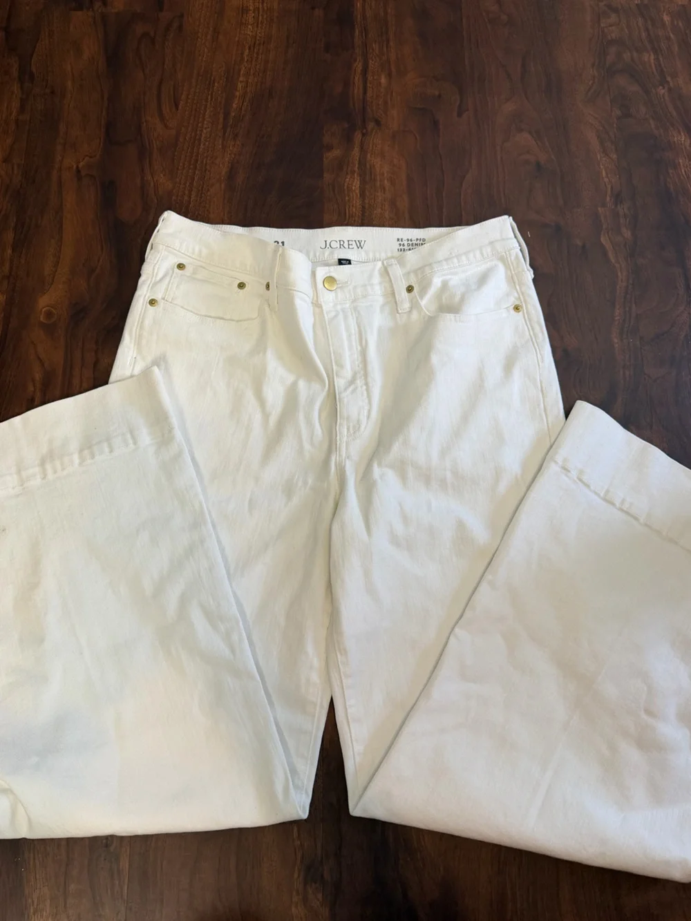 J.Crew White Wide Leg 96 Denim Trouser Jeans